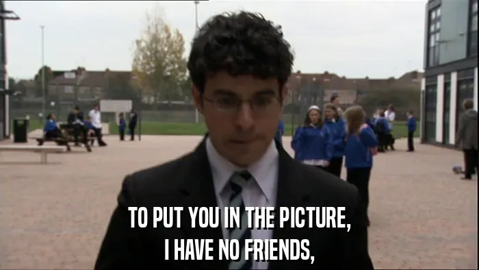 TO PUT YOU IN THE PICTURE,
I HAVE NO FRIENDS,