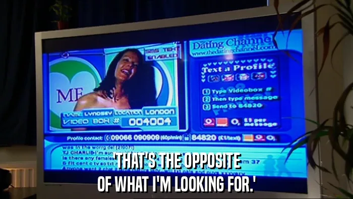 'THAT'S THE OPPOSITE
OF WHAT I'M LOOKING FOR.'
